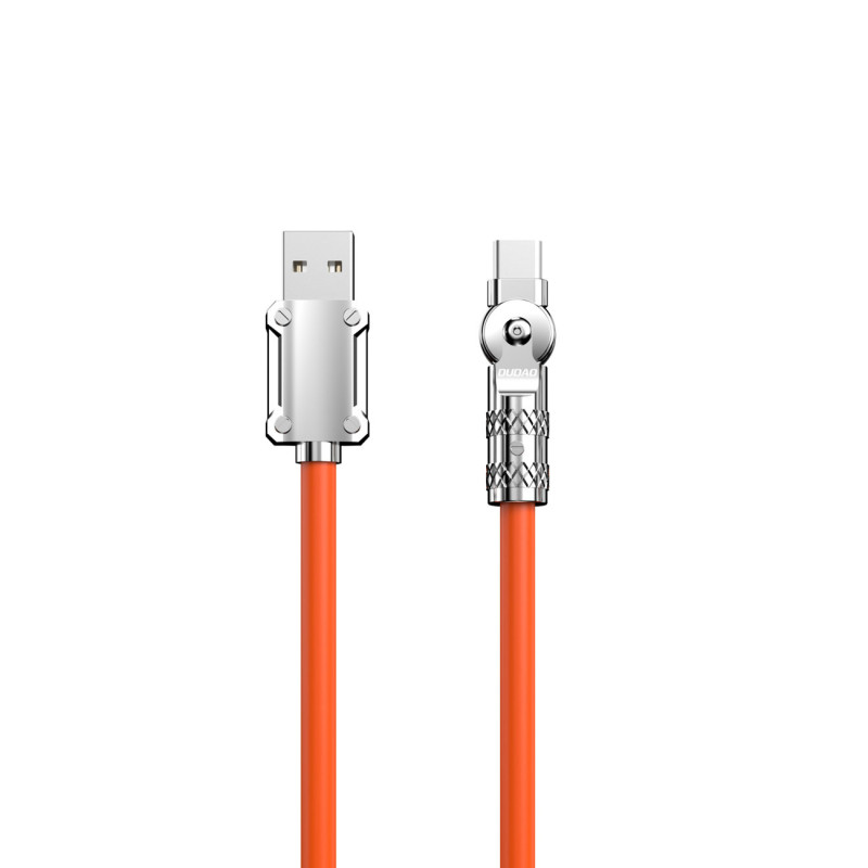 
Stiprus kampinis USB-A – USB-C laidas 120W 1m 180 pasukimas oranžinis
