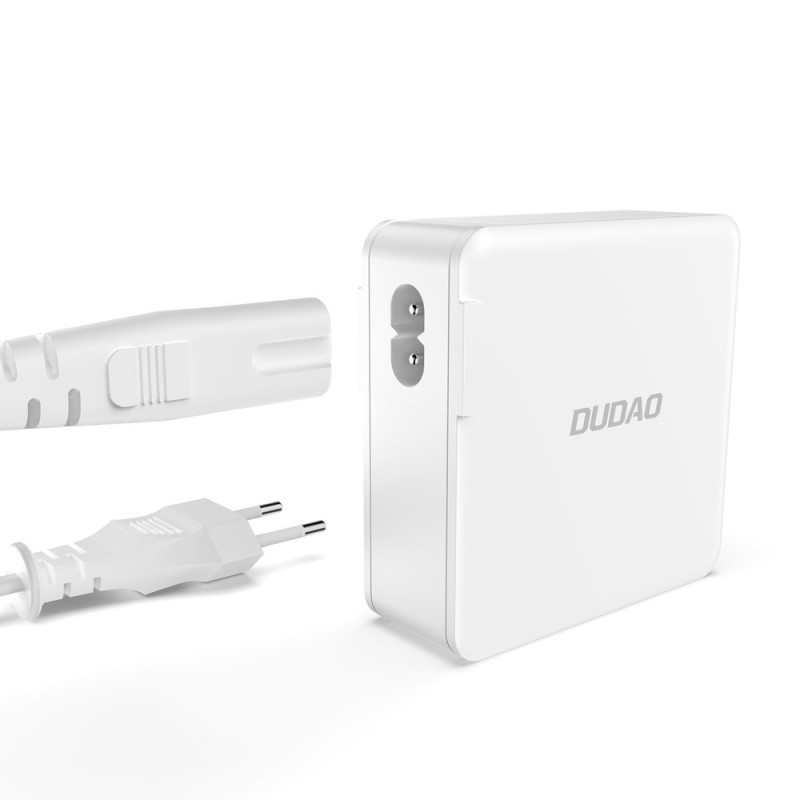 Greitas ir galingas GaN tinklo įkroviklis 2x USB-C 2x USB 100W baltas