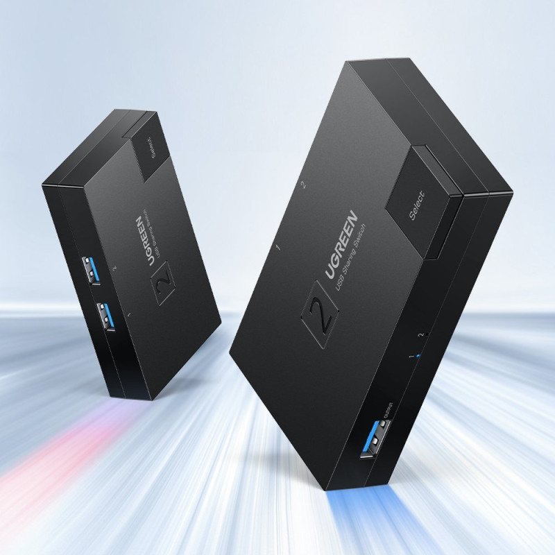 Jungiklis USB 3.0 dvikryptis jungiklis dviem kompiuteriams, juodas