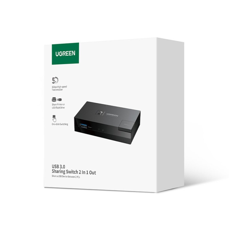 Jungiklis USB 3.0 dvikryptis jungiklis dviem kompiuteriams, juodas