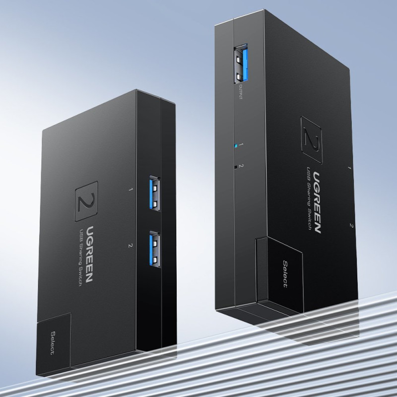 Jungiklis USB 3.0 dvikryptis jungiklis dviem kompiuteriams, juodas