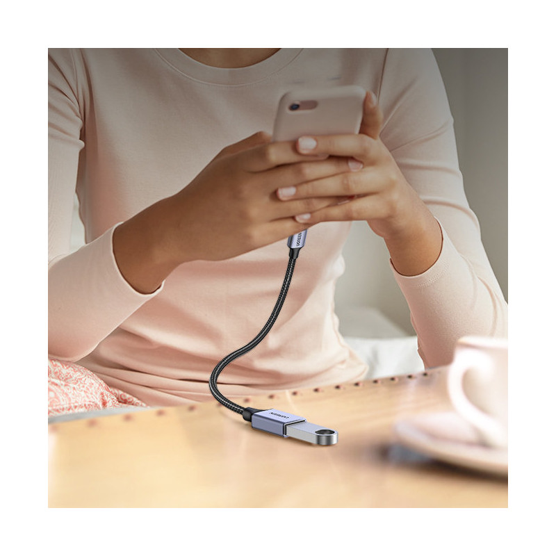 USB į USB-C OTG kabelio adapteris, 15 cm, juodas