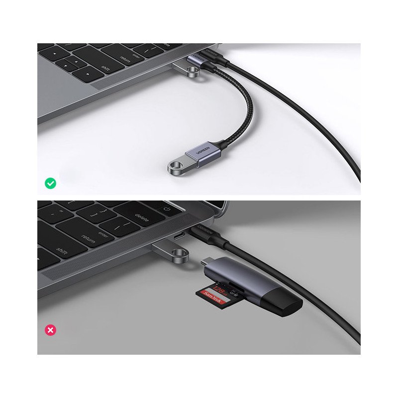 USB į USB-C OTG kabelio adapteris, 15 cm, juodas