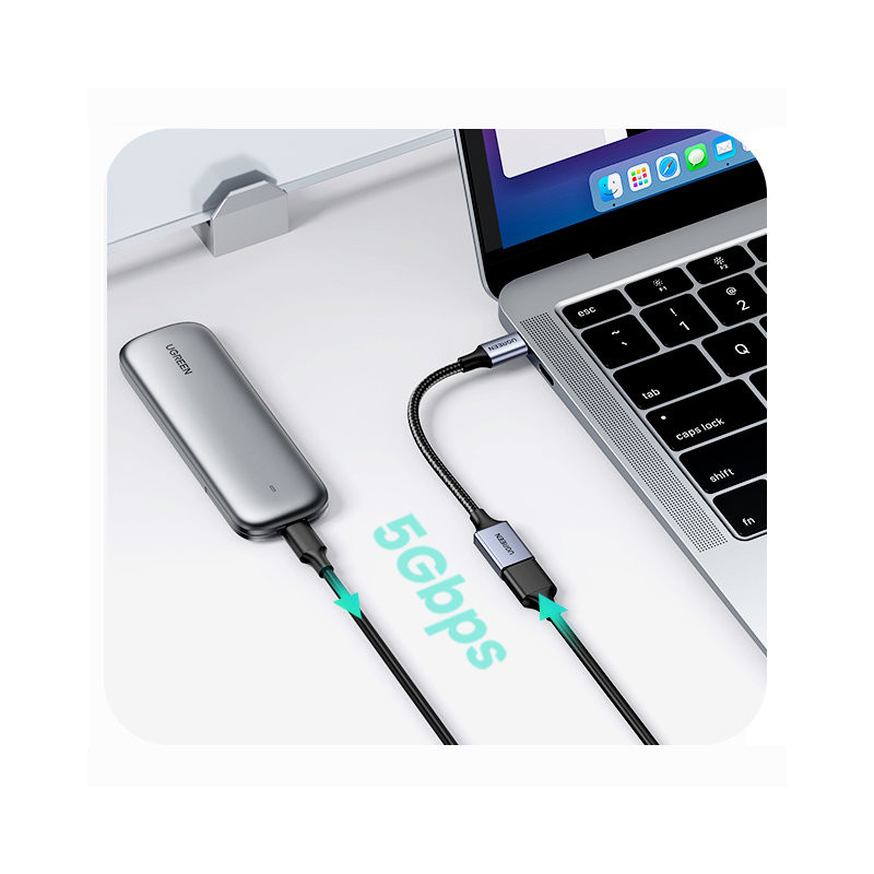 USB į USB-C OTG kabelio adapteris, 15 cm, juodas
