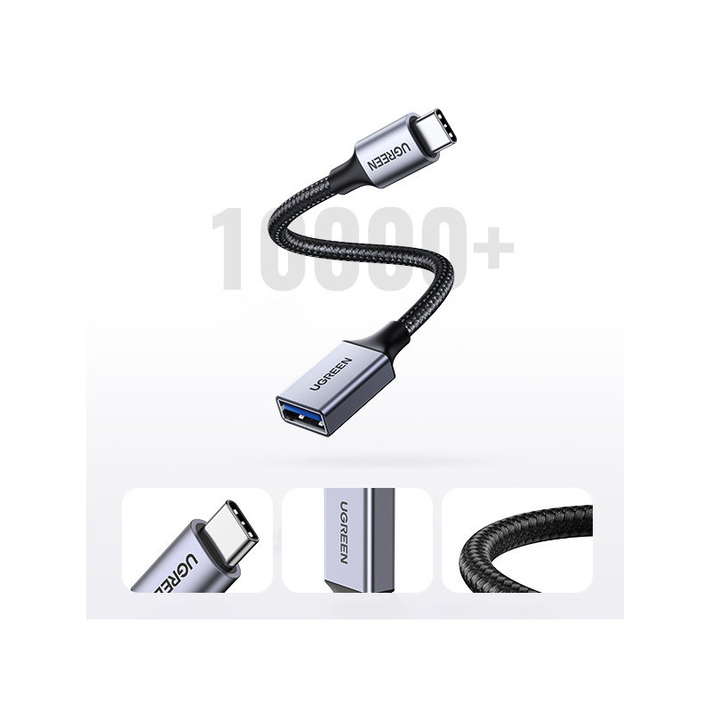 USB į USB-C OTG kabelio adapteris, 15 cm, juodas
