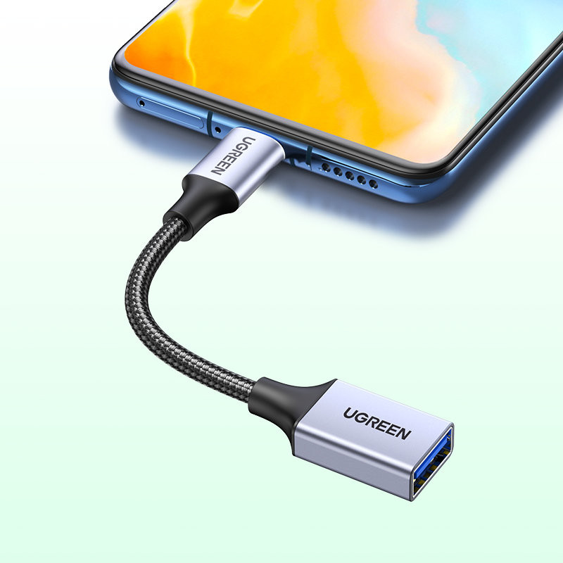 USB į USB-C OTG kabelio adapteris, 15 cm, juodas