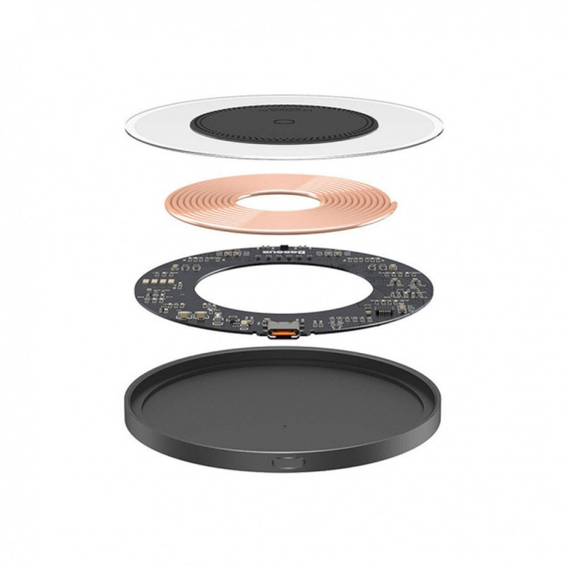 Magnetinis indukcinis telefono įkroviklis 15W + USB-C laidas 1m, juodas