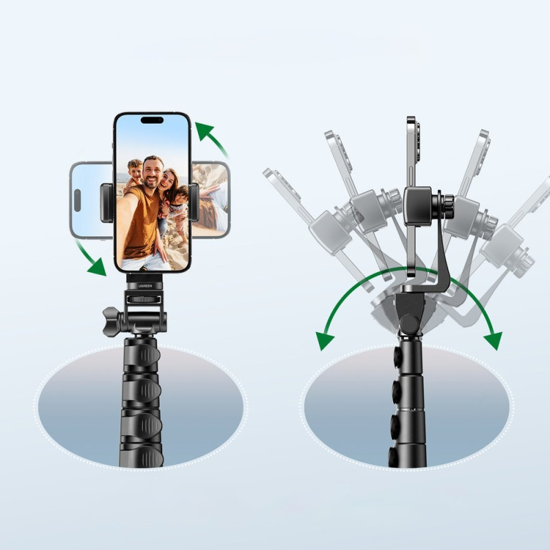 Asmenukių lazda su stovu ir Bluetooth nuotolinio valdymo pulteliu, ilga asmenukių lazda 1,8 m, juoda