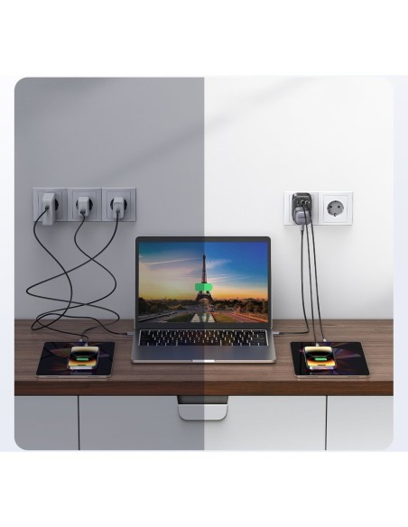 
2in1 EU 2x USB įkroviklis, USB-C + UK kištuko adapteris, juodas
