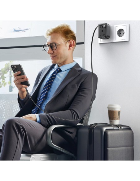 
2in1 EU 2x USB įkroviklis, USB-C + UK kištuko adapteris, juodas
