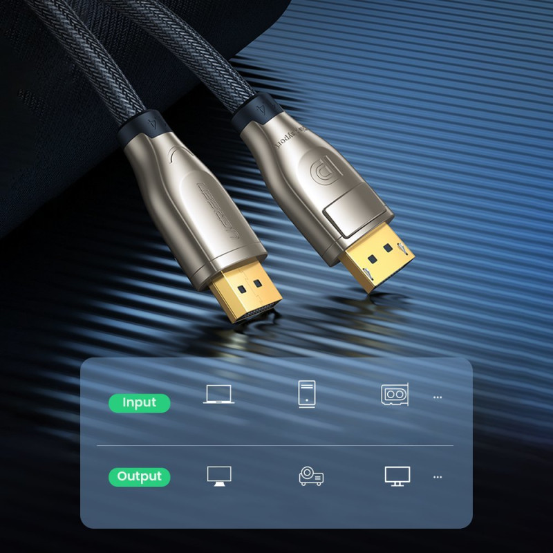 Kabelis DisplayPort kabelis patvarus lankstus DP112 DP1.4 8K 3m juodas