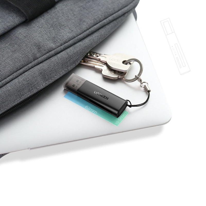 SD TF atminties kortelių skaitytuvas kompiuteriui USB 3.0 juodas