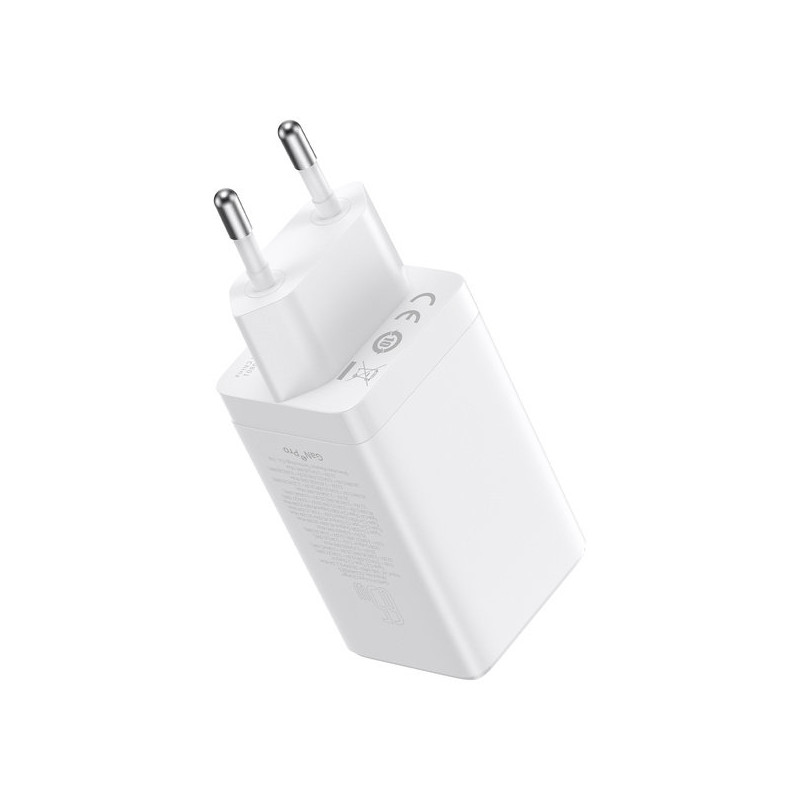 
GaN greitas įkroviklis 2x USB-C USB 65W + USB-C laidas baltas
