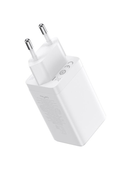 
GaN greitas įkroviklis 2x USB-C USB 65W + USB-C laidas baltas
