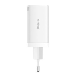 
GaN greitas įkroviklis 2x USB-C USB 65W + USB-C laidas baltas
