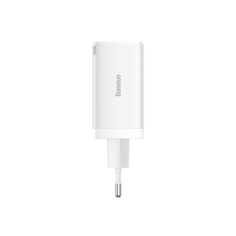 
GaN greitas įkroviklis 2x USB-C USB 65W + USB-C laidas baltas
