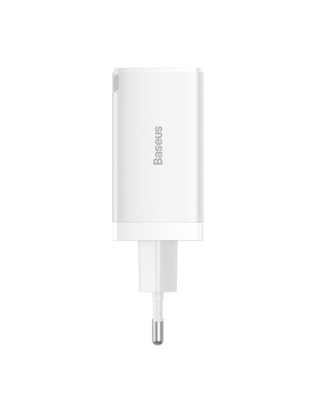 
GaN greitas įkroviklis 2x USB-C USB 65W + USB-C laidas baltas
