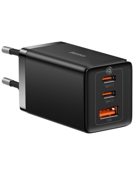 
GaN greitas įkroviklis 2x USB-C USB 65W + USB-C laidas juodas
