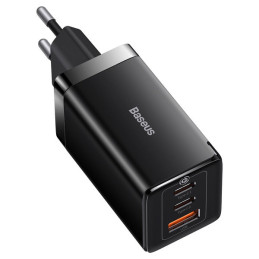 
GaN greitas įkroviklis 2x USB-C USB 65W + USB-C laidas juodas
