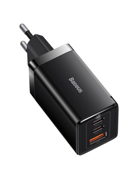 
GaN greitas įkroviklis 2x USB-C USB 65W + USB-C laidas juodas
