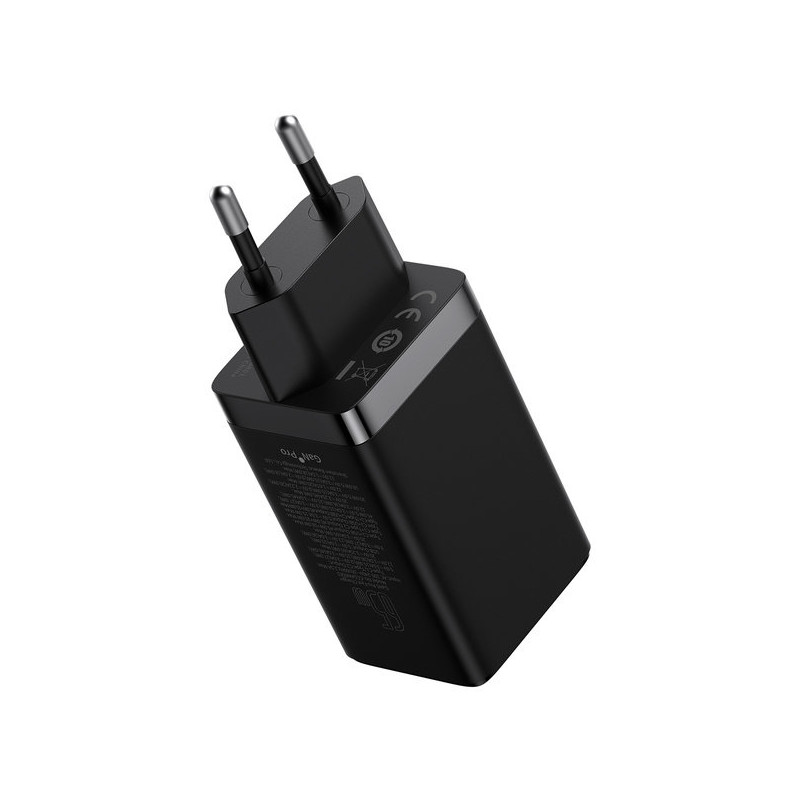 
GaN greitas įkroviklis 2x USB-C USB 65W + USB-C laidas juodas

