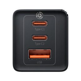 
GaN greitas įkroviklis 2x USB-C USB 65W + USB-C laidas juodas
