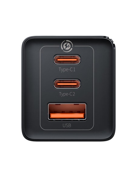 
GaN greitas įkroviklis 2x USB-C USB 65W + USB-C laidas juodas
