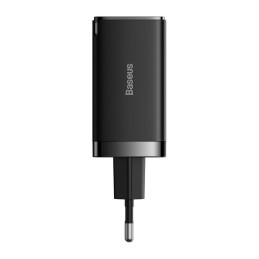 
GaN greitas įkroviklis 2x USB-C USB 65W + USB-C laidas juodas

