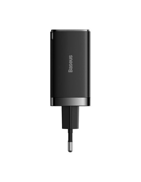 
GaN greitas įkroviklis 2x USB-C USB 65W + USB-C laidas juodas
