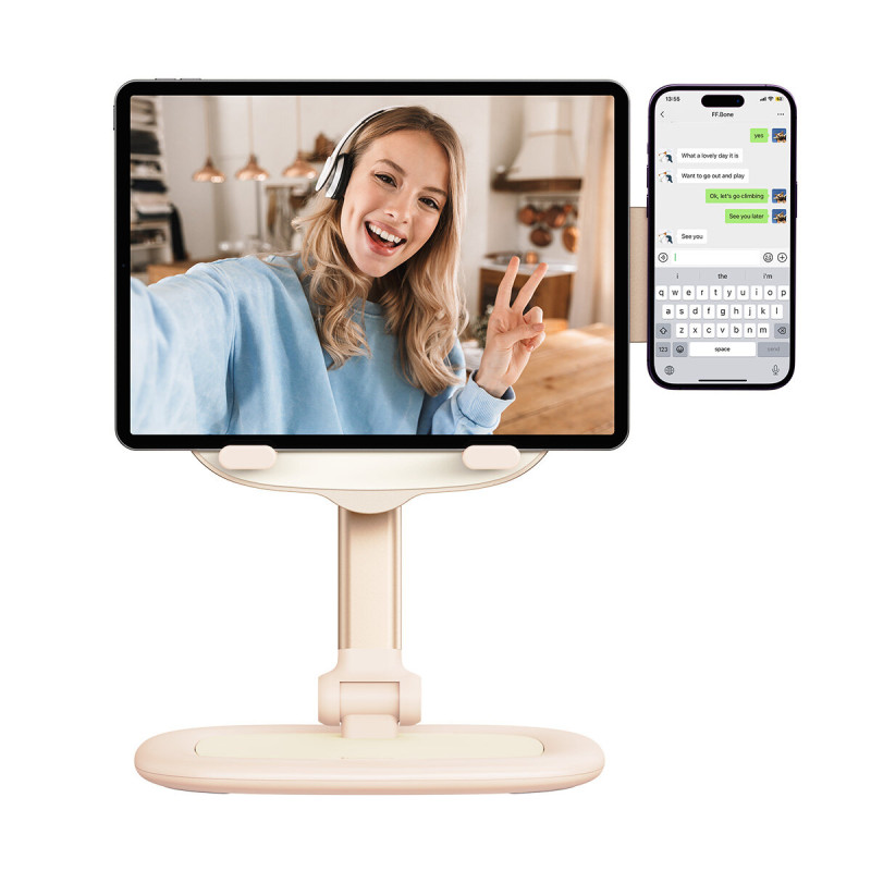 Reguliuojamas stovas planšetiniam kompiuteriui ir telefonui Seashell Series rožinis