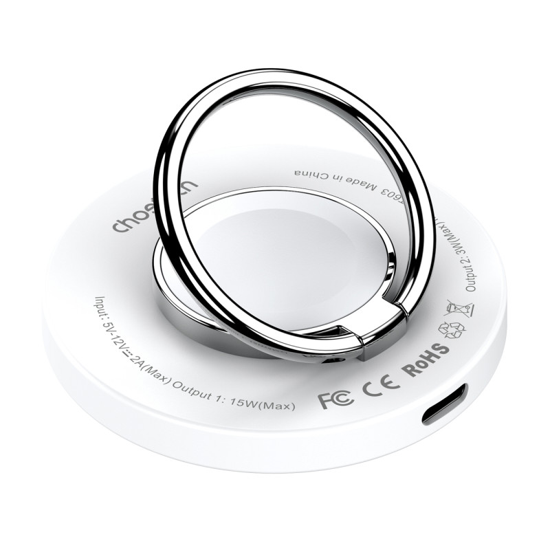 
Indukcinis įkroviklis iPhone MagSafe su 15W laikikliu, baltas
