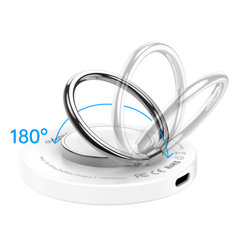 Indukcinis įkroviklis iPhone MagSafe su 15W laikikliu, baltas