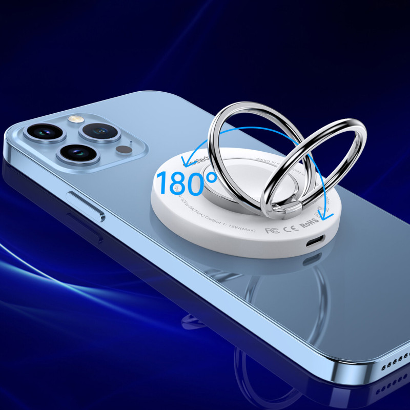 Indukcinis įkroviklis iPhone MagSafe su 15W laikikliu, baltas