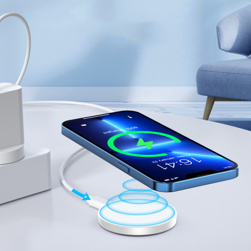 Indukcinis įkroviklis iPhone MagSafe su 15W laikikliu, baltas
