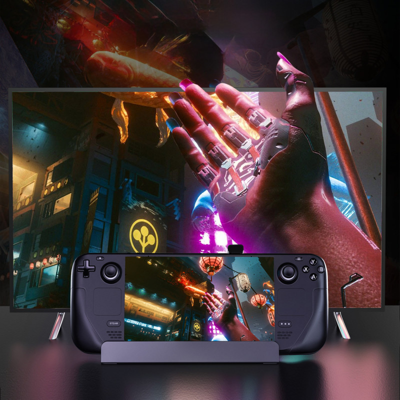 Steam Deck koncentratoriaus adapteris USB-C USB-A HDMI RJ45 PD pilkas