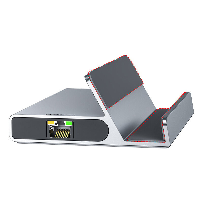 Steam Deck koncentratoriaus adapteris USB-C USB-A HDMI RJ45 PD pilkas