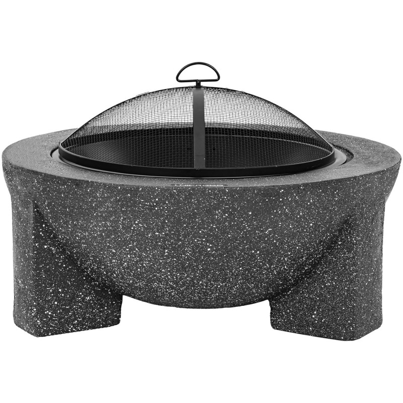 Pilies židinys su grotelėmis ir pokeriu 74 x 74 x 46 cm - tamsiai pilka