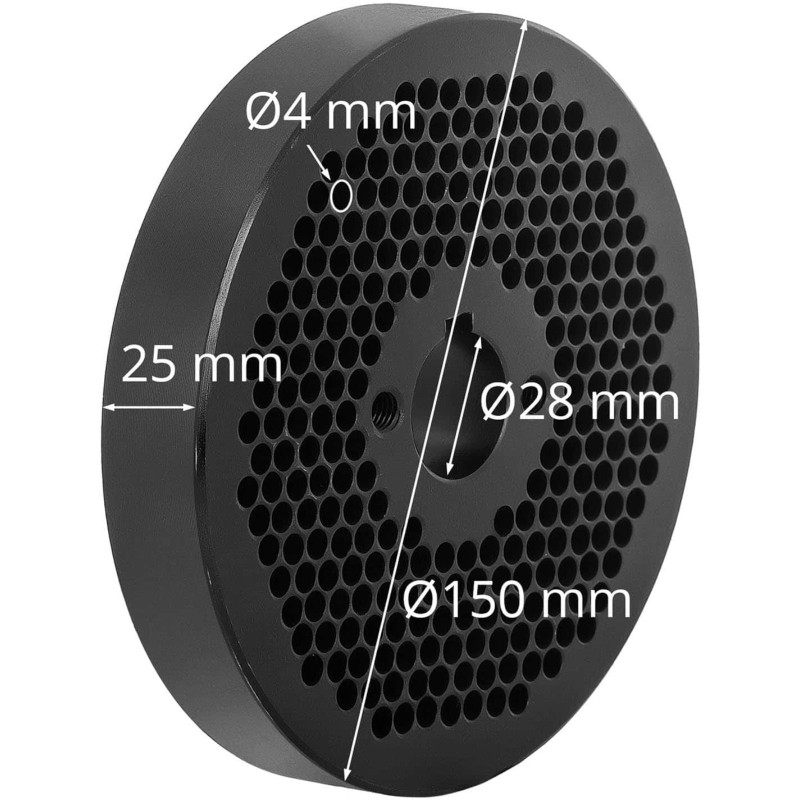 Granulių malūno WIE-PM-2500 sietelio matrica granulėms, skersmuo. 150 mm x 25 mm skylės 4 mm