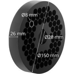 
Granulių malūno WIE-PM-2500 sietelio matrica granulėms, skersmuo. 150 mm x 25 mm skylės 8 mm
