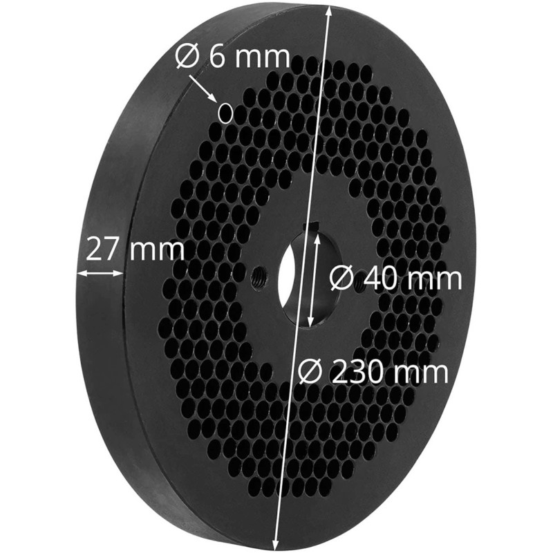 Granulių malūno WIE-PM-3000 sietelio matrica granulėms, sk. 230 mm x 25 mm skylės 6 mm