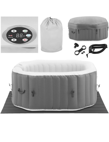 Pripučiama sodo sūkurinė vonia 110 masažinių purkštukų 4 žmonėms 600 l pilkai balta