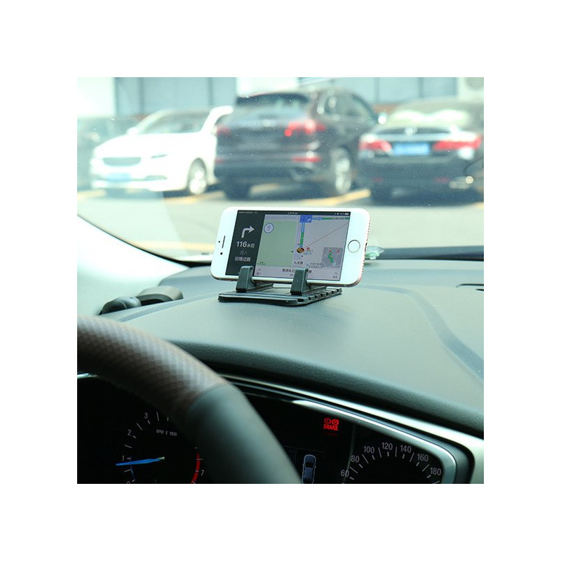 Universalus automobilinis laikiklis silikoninis telefono stovas juodas