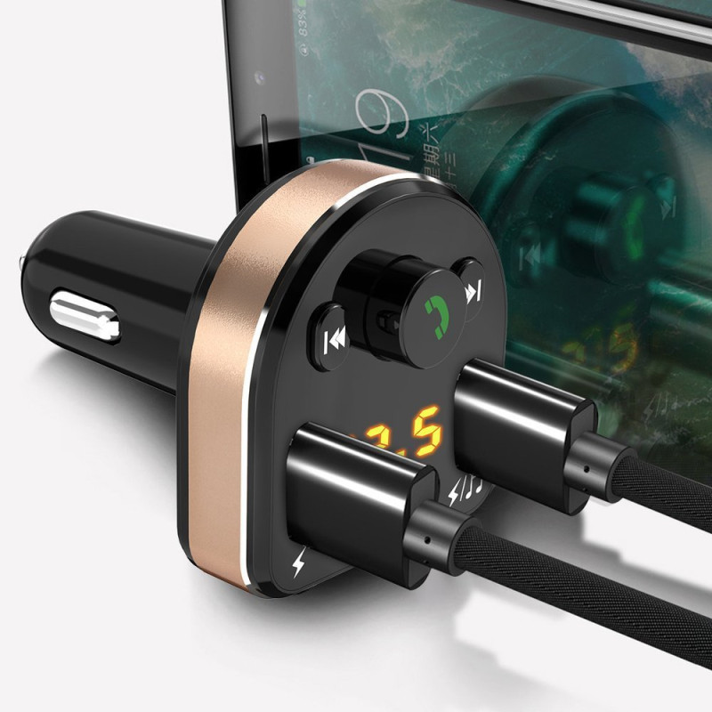 FM MP3 Bluetooth siųstuvas, 2x USB automobilinis įkroviklis, juodos spalvos