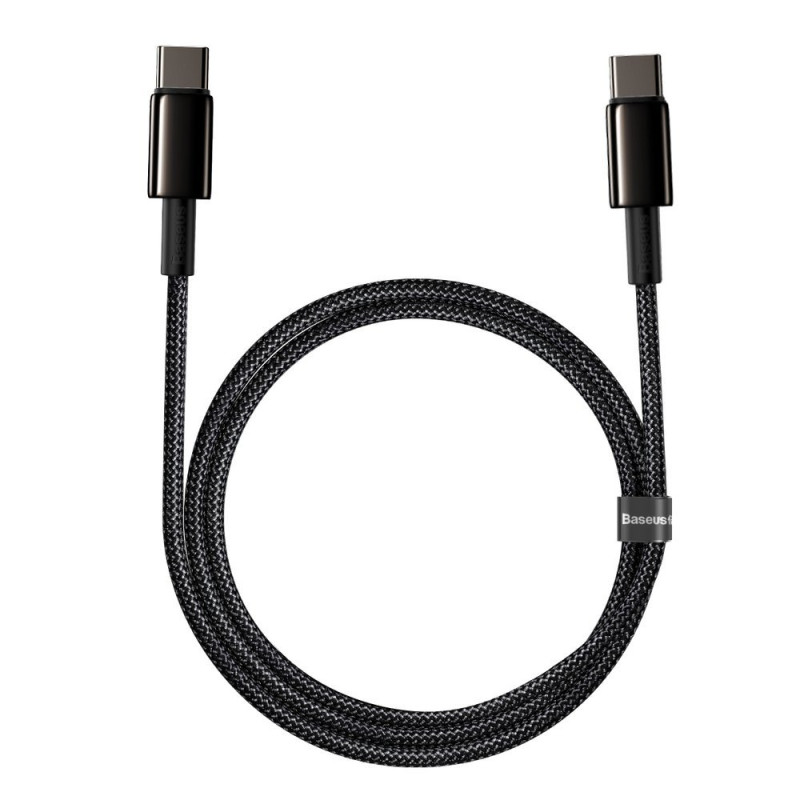 USB-C greito įkrovimo laidas Maitinimo tiekimas PD QC 100W 5A 1m juodas
