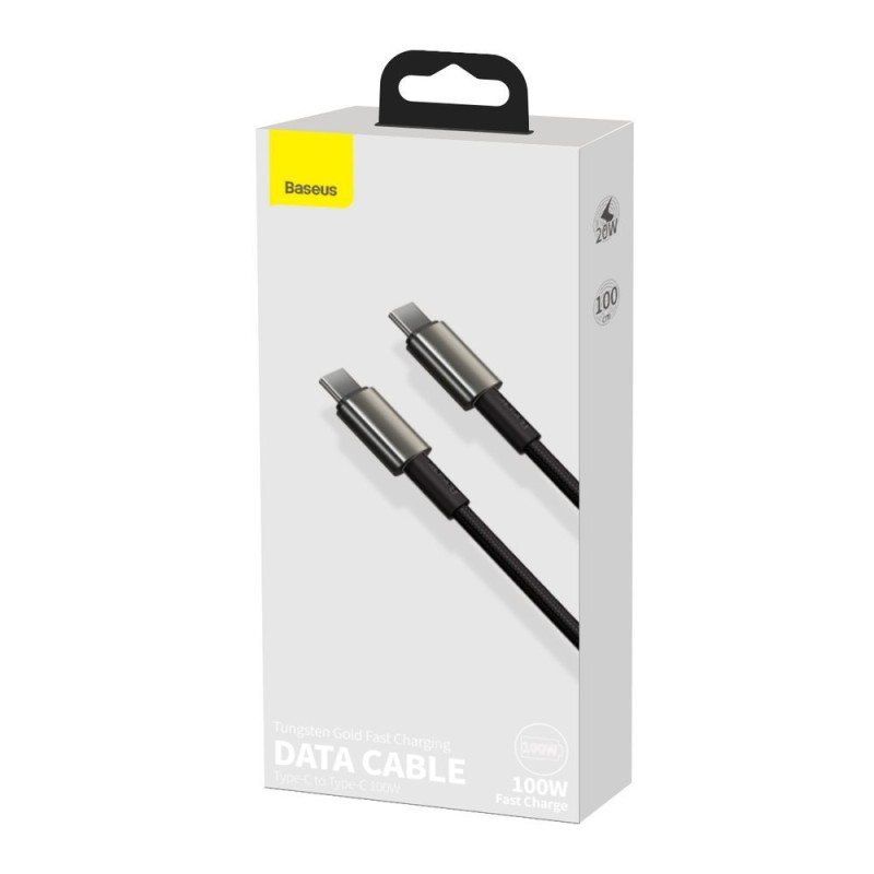 USB-C greito įkrovimo laidas Maitinimo tiekimas PD QC 100W 5A 1m juodas