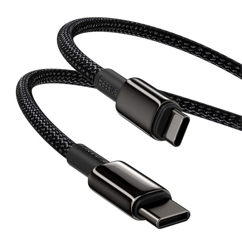 USB-C greito įkrovimo laidas Maitinimo tiekimas PD QC 100W 5A 1m juodas