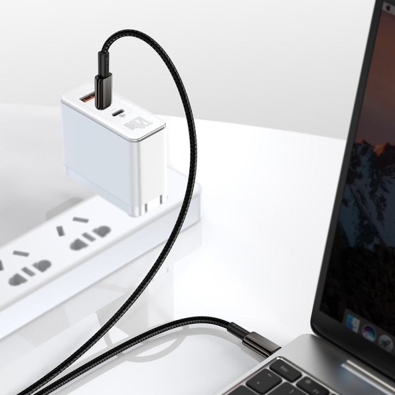 USB-C greito įkrovimo laidas Maitinimo tiekimas PD QC 100W 5A 1m juodas
