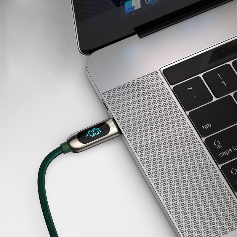 USB-C laidas su Power Delivery galios matuokliu 100W 20V 5A 1m juodas