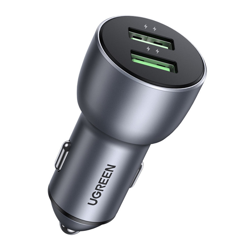 
Greitas automobilinis įkroviklis 2x USB 36W Quick Charge SCP FCP AFC pilka
