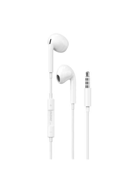 
Į ausis įdedamos laidinės ausinės su 3,5 mm mini jack jungtimi, baltos spalvos
